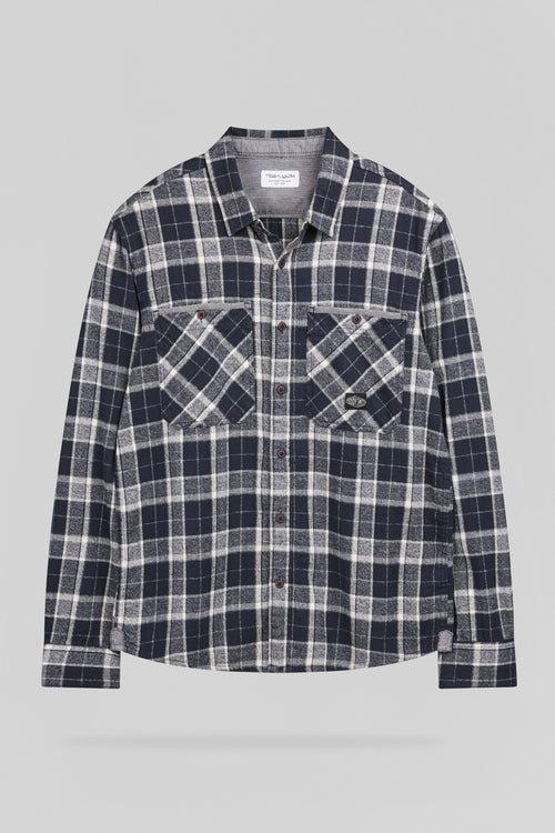 Chemise à carreaux en twill TRENT ML DARK NAVY - 1