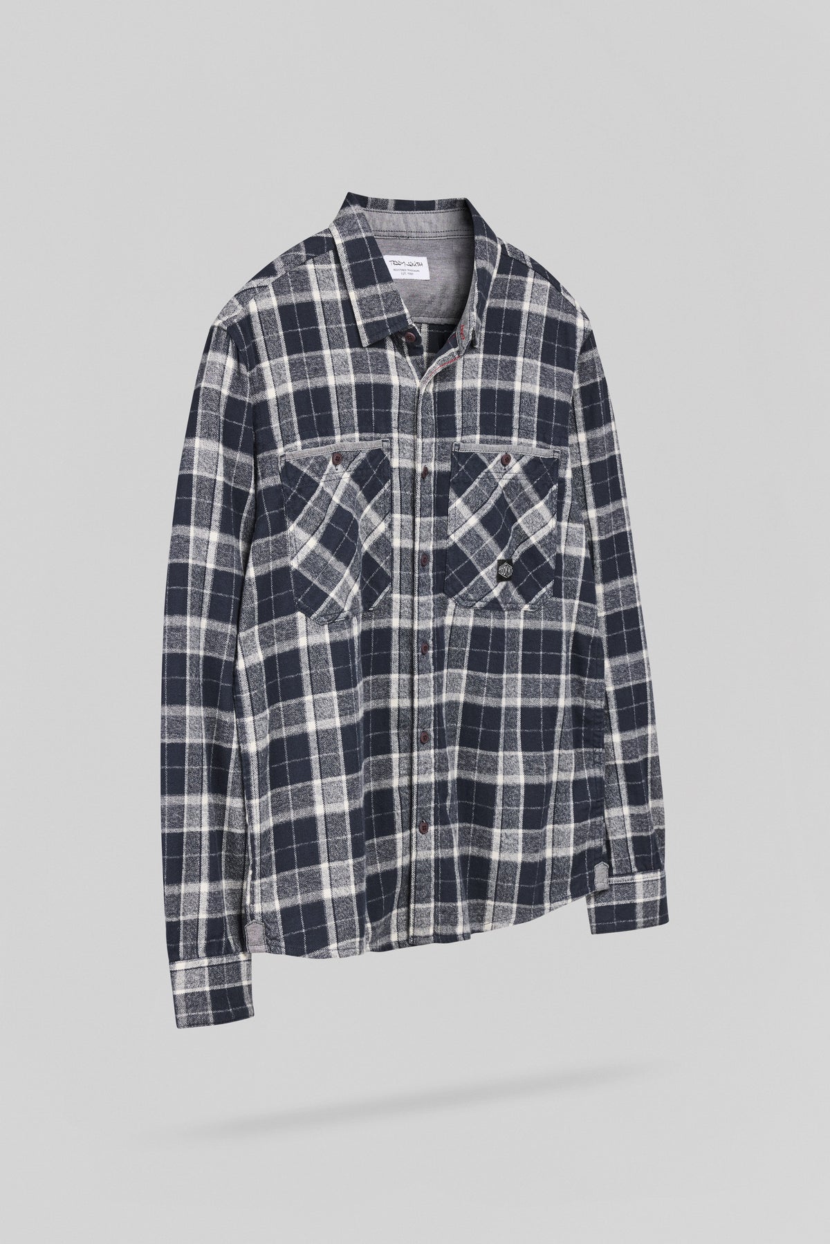 Chemise à carreaux en twill TRENT ML DARK NAVY - 2