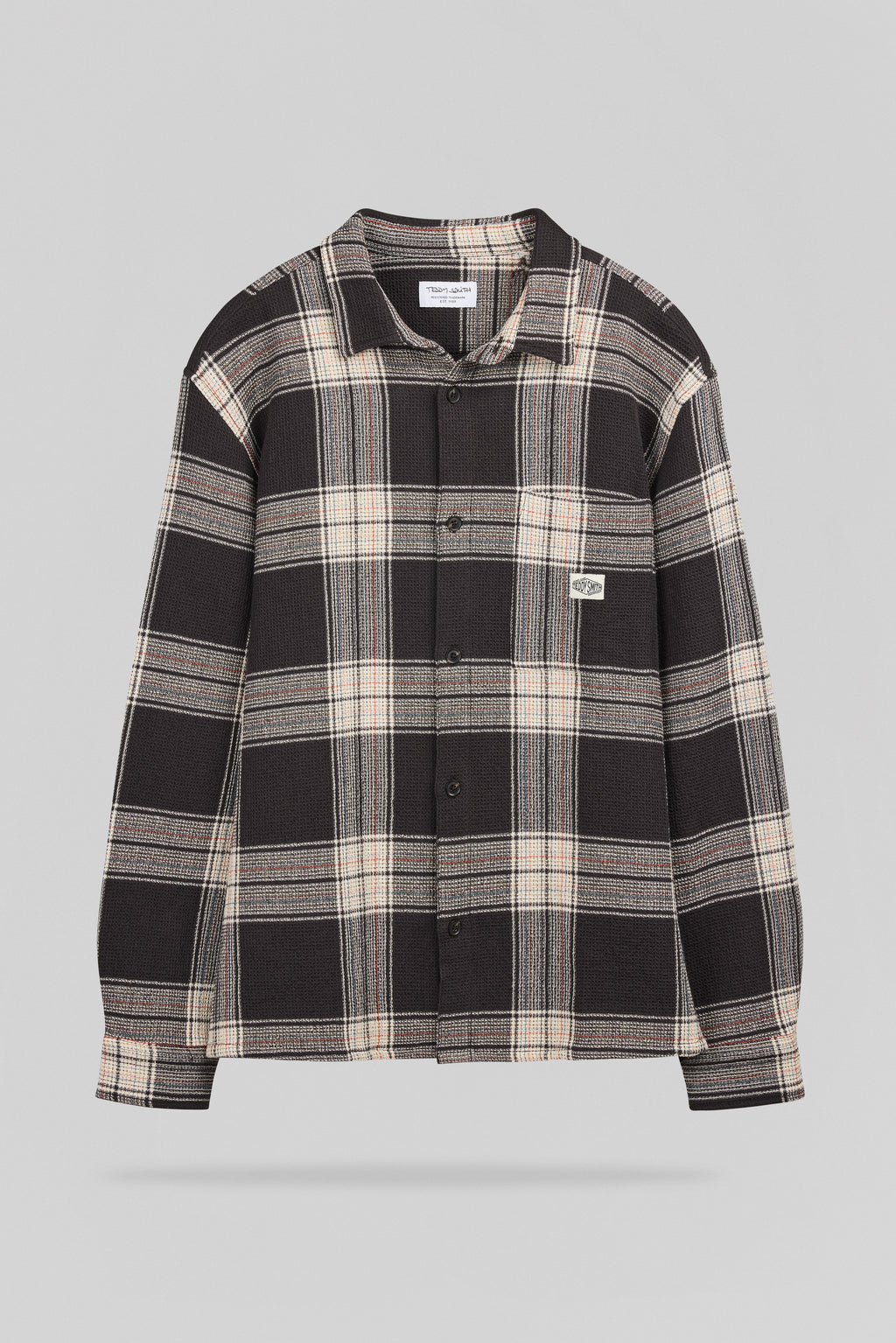 Chemise à carreaux C-STRUCTURE ML MARRON FONCE - 1