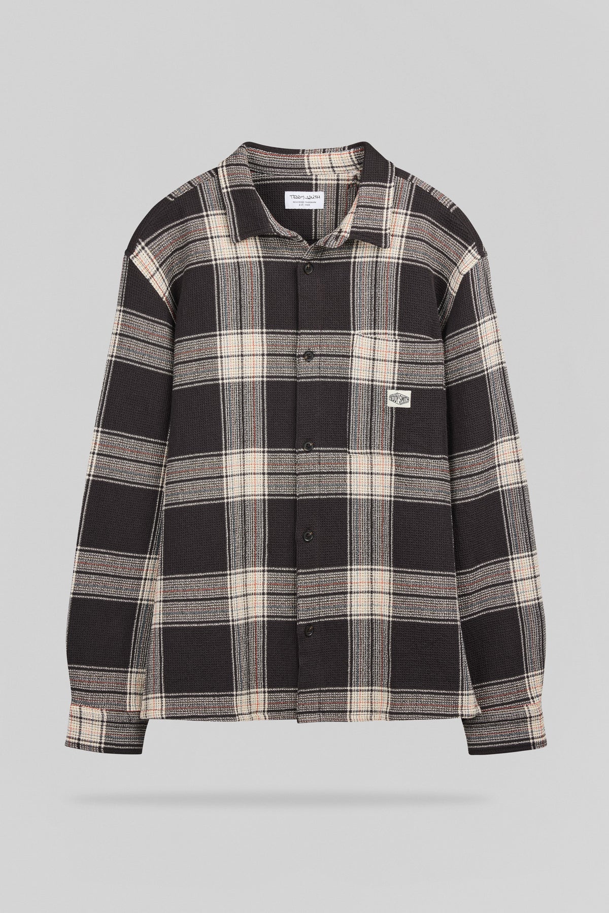 Chemise à carreaux C-STRUCTURE ML MARRON FONCE - 1