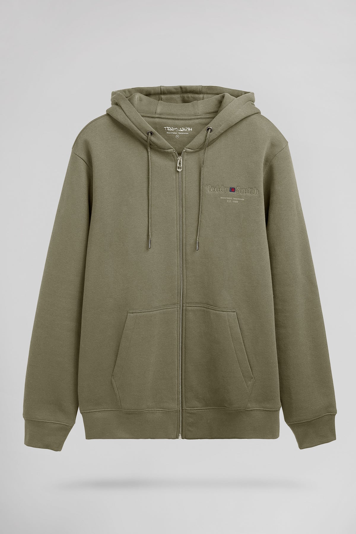 Gilet sweat à capuche zippé GICLASS JIM HZ DUSTY KAKI - 1