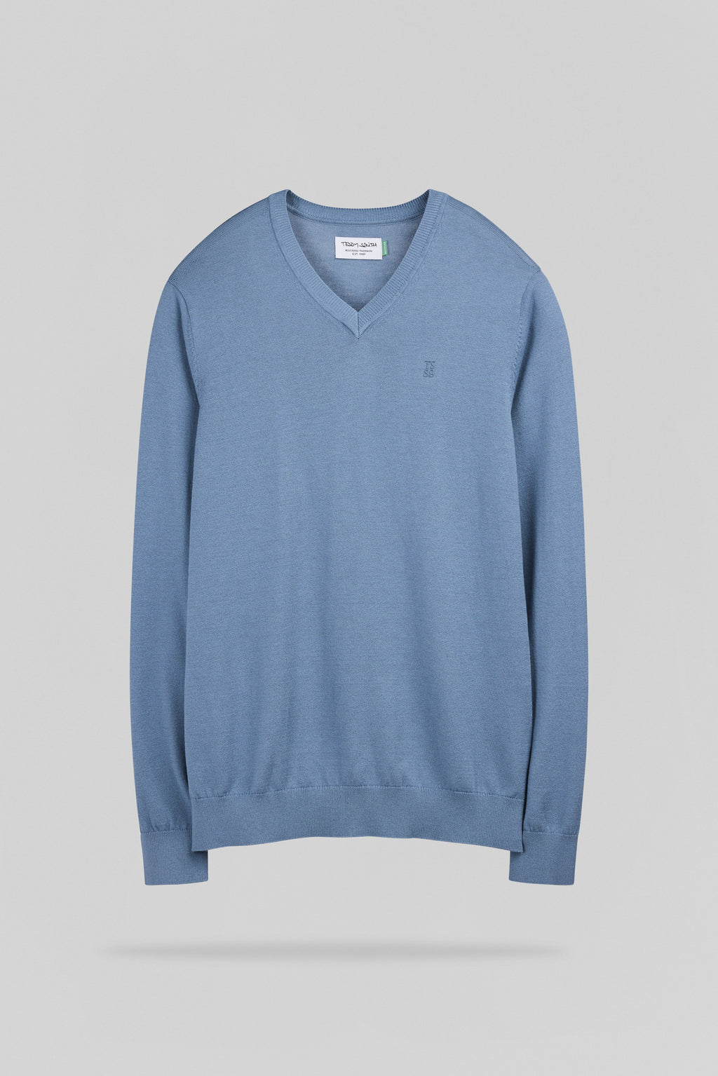 Pull ajusté col V P-MARTIN BLEU MINERAL - 1