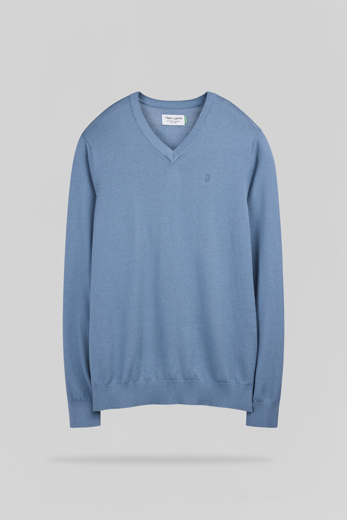 Pull ajusté col V P-MARTIN BLEU MINERAL - 1
