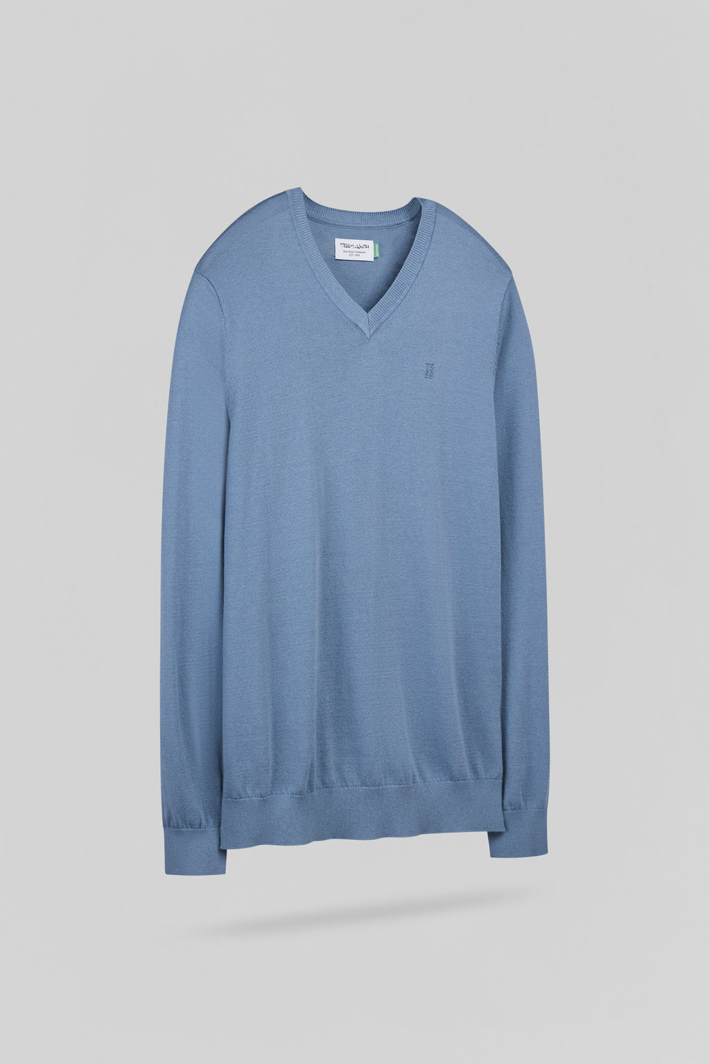 Pull ajusté col V P-MARTIN BLEU MINERAL - 2