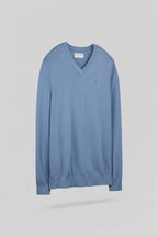Pull ajusté col V P-MARTIN BLEU MINERAL - 2