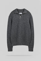 Pull col camionneur zippé P-CLAYTON MELANGE BLACK - 1