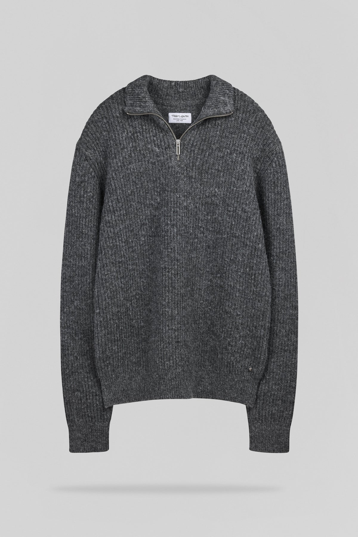 Pull col camionneur zippé P-CLAYTON MELANGE BLACK - 1