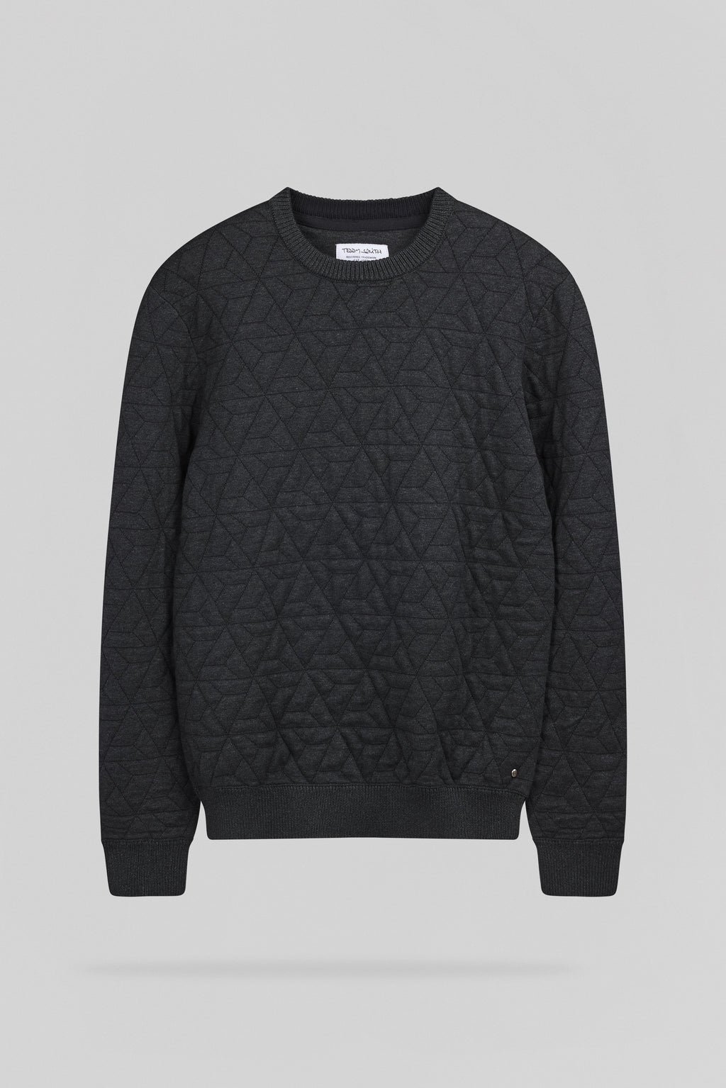 Pull en maille jacquard P-MARVIN MELANGE BLACK - 1