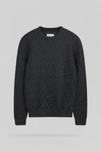 Pull en maille jacquard P-MARVIN MELANGE BLACK - 1