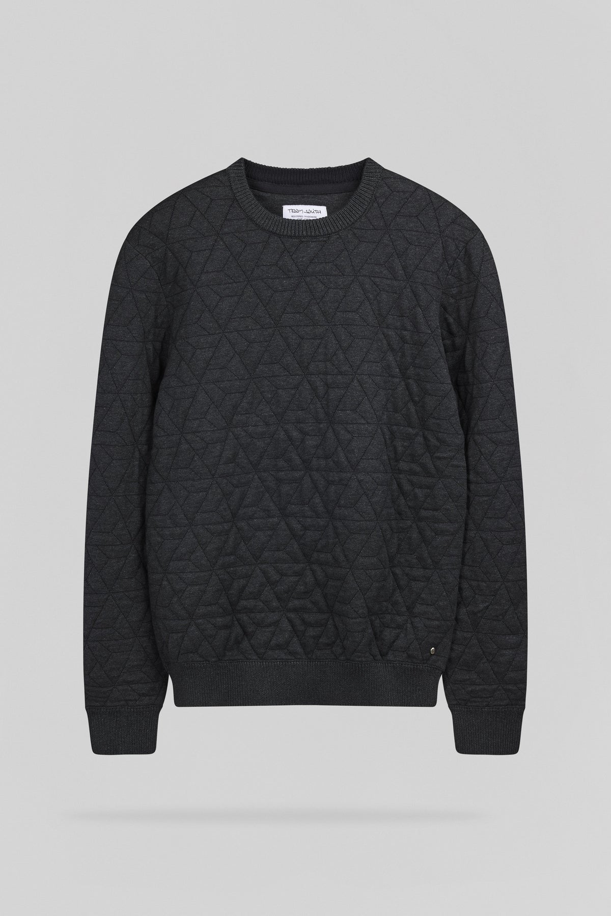 Pull en maille jacquard P-MARVIN MELANGE BLACK - 1