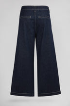 Jean large 7/8 ceinture tissu amovible P-LOUISA CROPPE DARK BLUE - 2