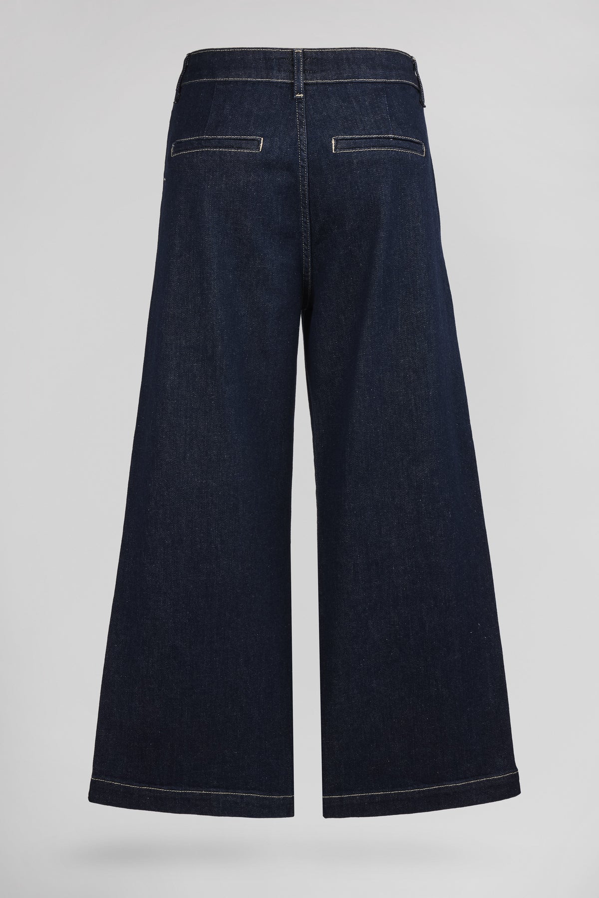 Jean large 7/8 ceinture tissu amovible P-LOUISA CROPPE DARK BLUE - 2