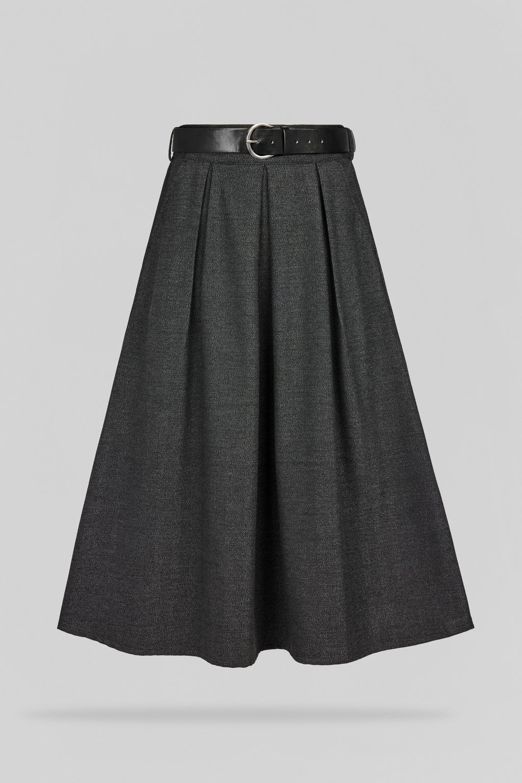 Jupe mi-longue évasée J-DIANA MELANGE BLACK - 1