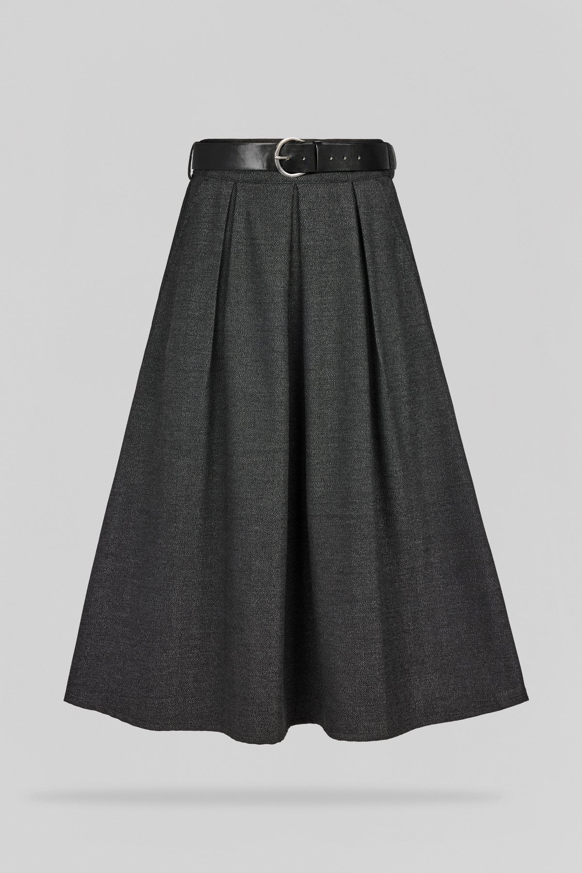 Jupe mi-longue évasée J-DIANA MELANGE BLACK - 1