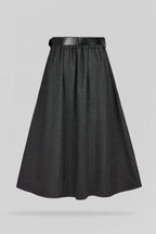 Jupe mi-longue évasée J-DIANA MELANGE BLACK - 2