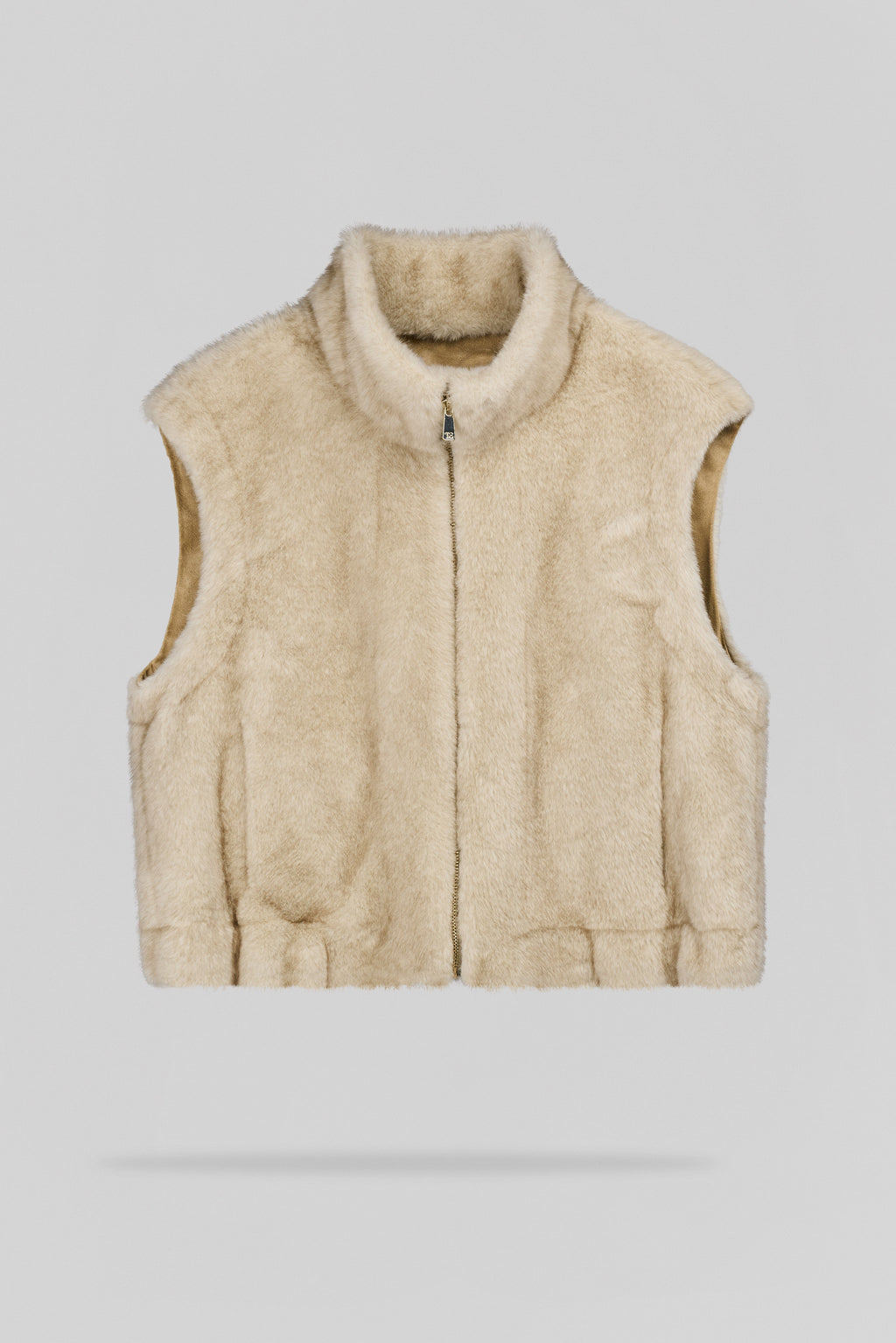 Gilet sans manches en fausse fourrure G-LOU WOLF BEIGE - 1
