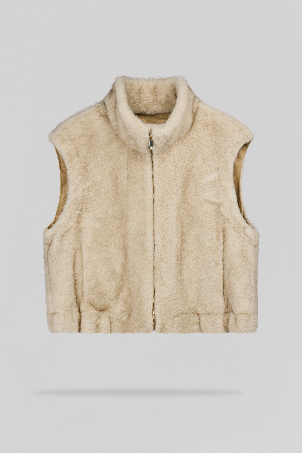 Gilet sans manches en fausse fourrure G-LOU WOLF BEIGE - 1
