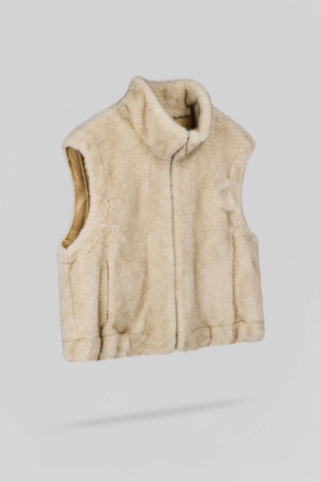 Gilet sans manches en fausse fourrure G-LOU WOLF BEIGE - 2