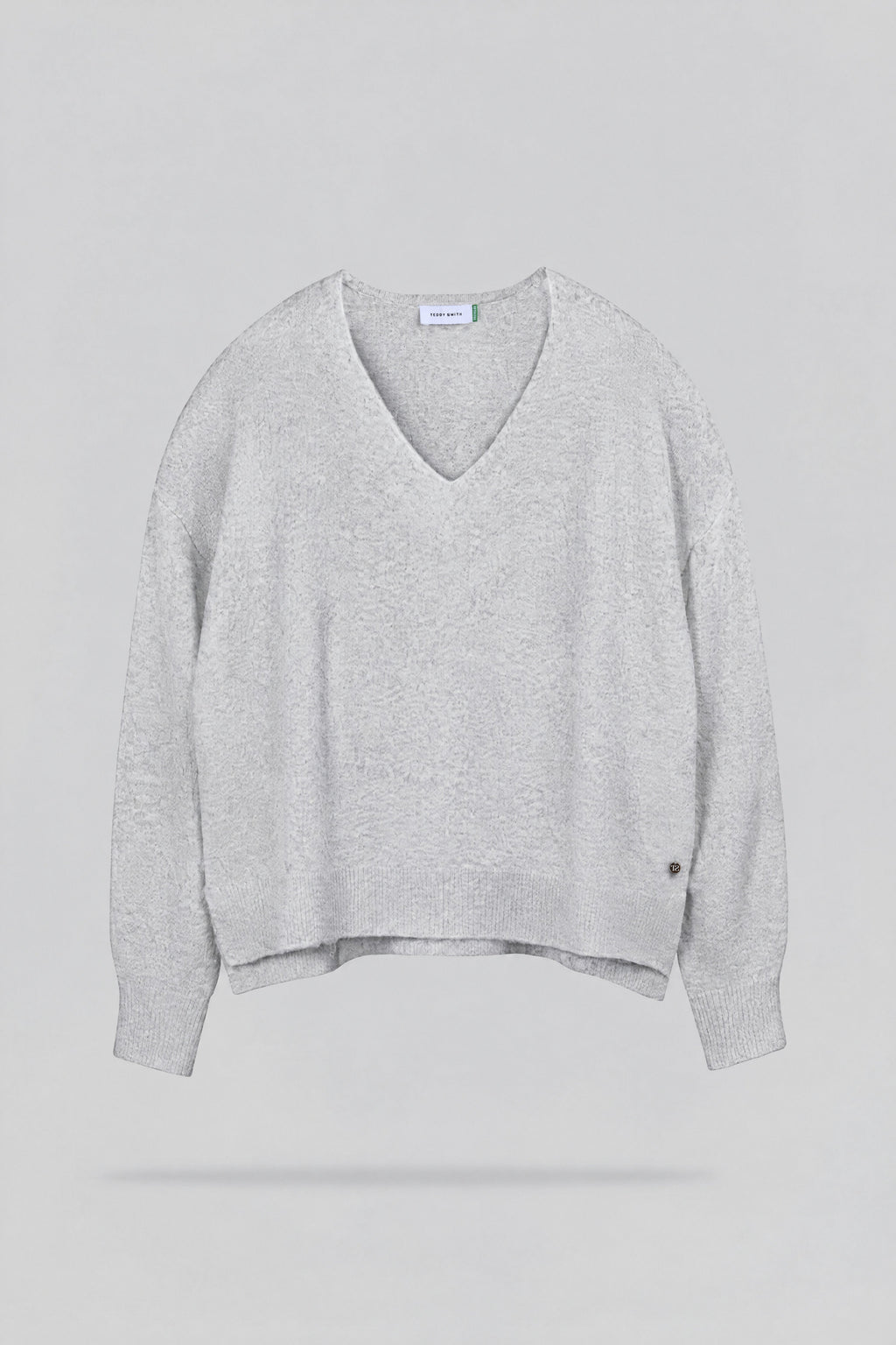 Pull ample col V P-BILLIE GRIS CHINE - 1
