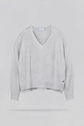 Pull ample col V P-BILLIE GRIS CHINE - 1