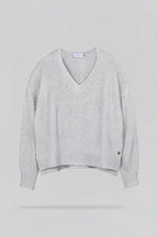 Pull ample col V P-BILLIE GRIS CHINE - 1