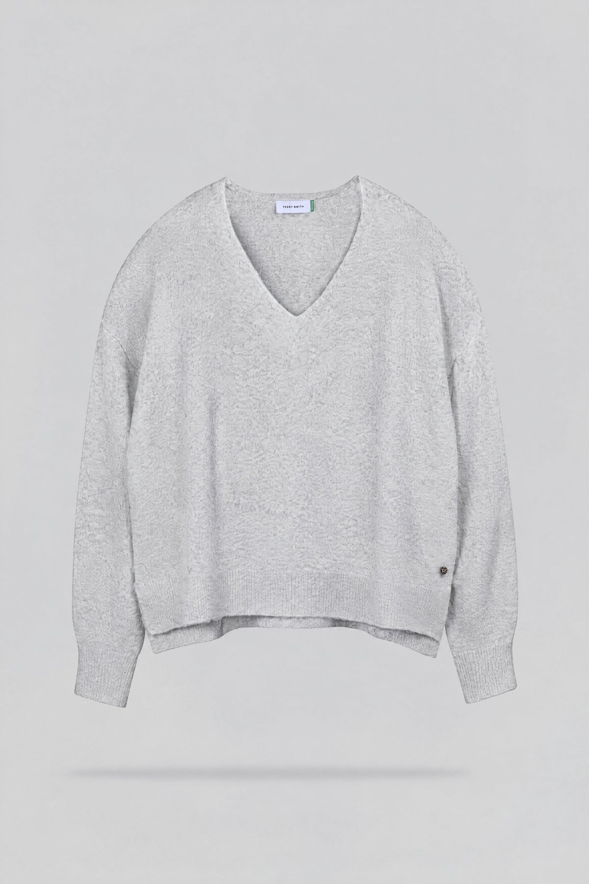 Pull ample col V P-BILLIE GRIS CHINE - 1