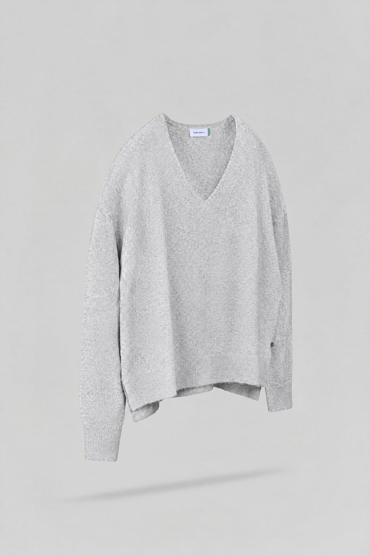 Pull ample col V P-BILLIE GRIS CHINE - 2