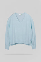 Pull ample col V P-BILLIE BLEU CIEL CHINE - 1