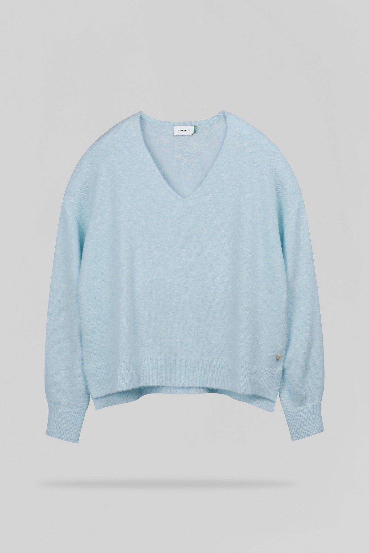 Pull ample col V P-BILLIE BLEU CIEL CHINE - 1