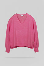 Pull ample col V P-BILLIE FUSHIA CHINE - 1