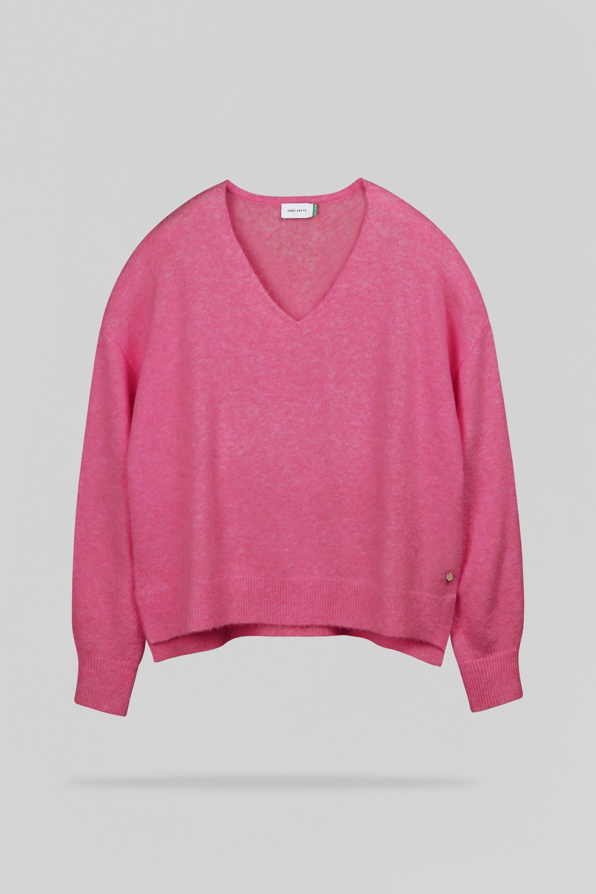 Pull ample col V P-BILLIE FUSHIA CHINE - 1