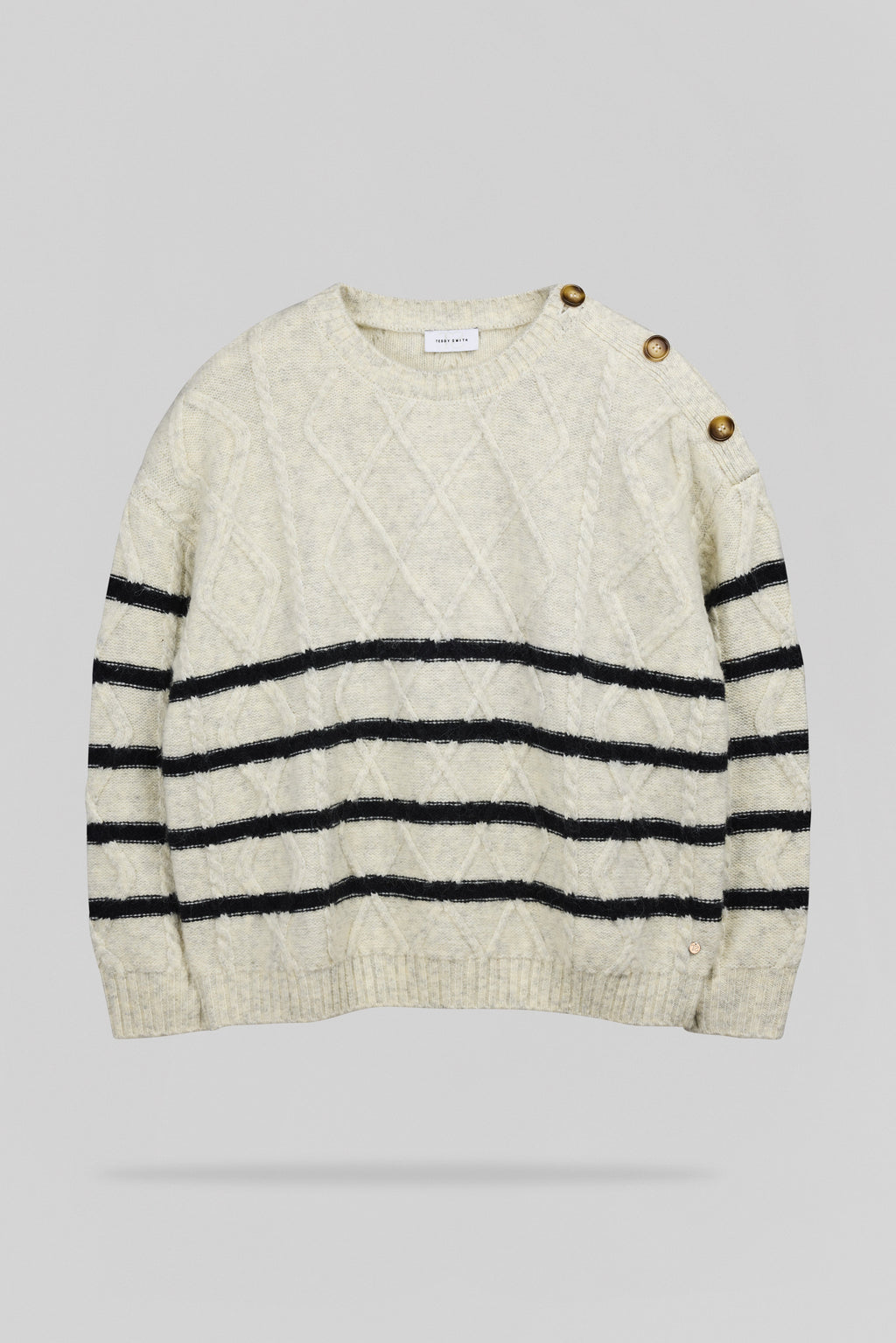 Pull oversize maille torsadée P-POLA BLANC IVOIRE CHINE - 1