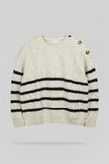 Pull oversize maille torsadée P-POLA BLANC IVOIRE CHINE - 1