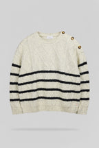 Pull oversize maille torsadée P-POLA BLANC IVOIRE CHINE - 1