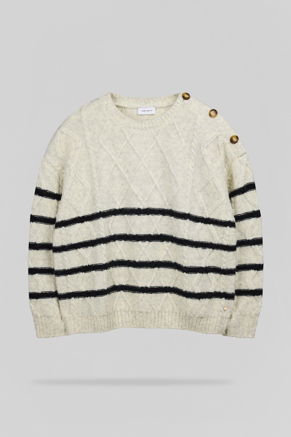 Pull oversize maille torsadée P-POLA BLANC IVOIRE CHINE - 1