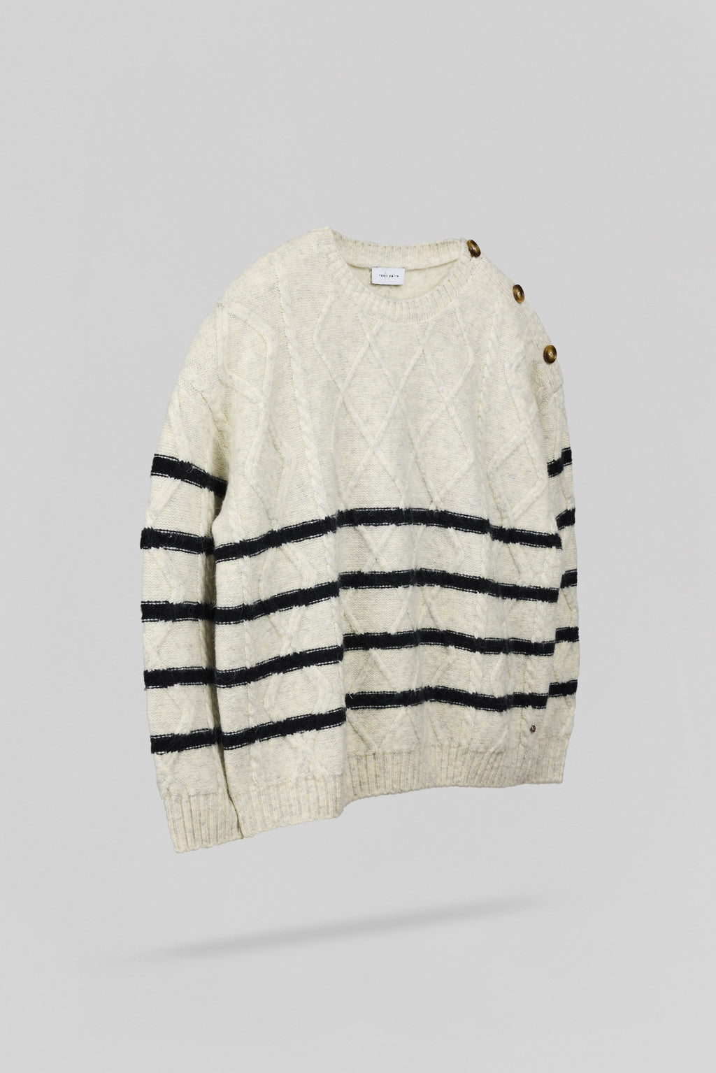 Pull oversize maille torsadée P-POLA BLANC IVOIRE CHINE - 2