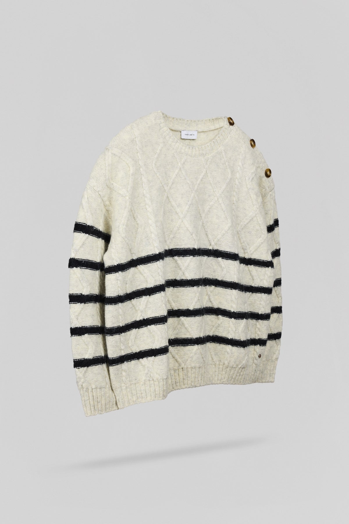 Pull oversize maille torsadée P-POLA BLANC IVOIRE CHINE - 2