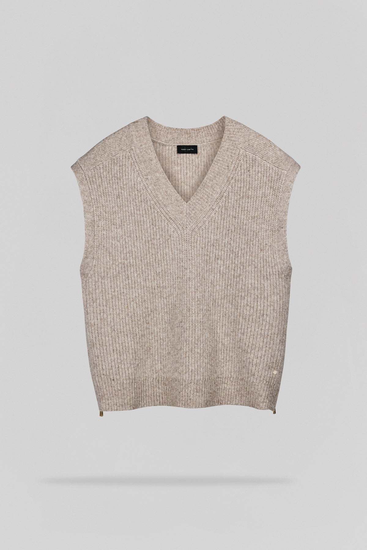 Pull sans manche col V P-MILO CHOCOLAT CHINE - 1
