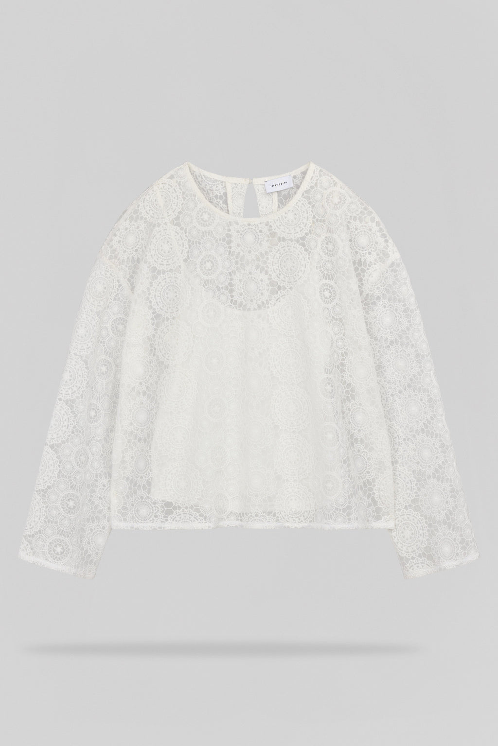 Top en tulle brodé T-MAËL ML MIDDLE WHITE - 1