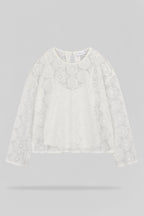 Top en tulle brodé T-MAËL ML MIDDLE WHITE - 1