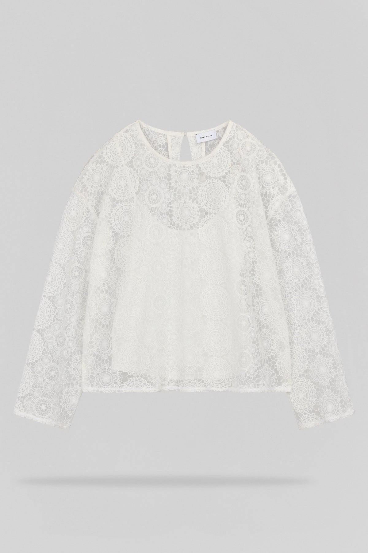 Top en tulle brodé T-MAËL ML MIDDLE WHITE - 1