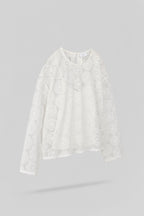 Top en tulle brodé T-MAËL ML MIDDLE WHITE - 2