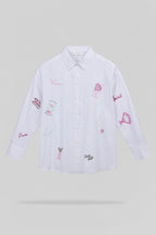 Chemise brodée et sérigraphiée C-CYRA ML BLANC - 1