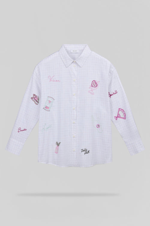Chemise brodée et sérigraphiée C-CYRA ML BLANC - 1