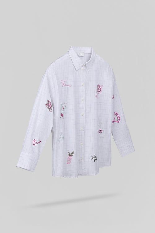 Chemise brodée et sérigraphiée C-CYRA ML BLANC - 2
