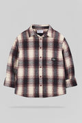Chemise à carreaux C-VALENTIN ML JR BORDEAUX FONCE - 1
