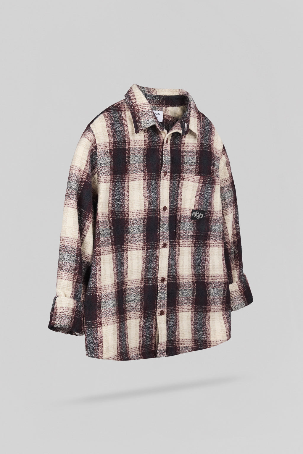 Chemise à carreaux C-VALENTIN ML JR BORDEAUX FONCE - 2
