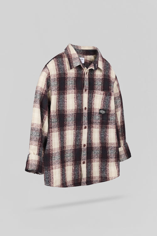 Chemise à carreaux C-VALENTIN ML JR BORDEAUX FONCE - 2