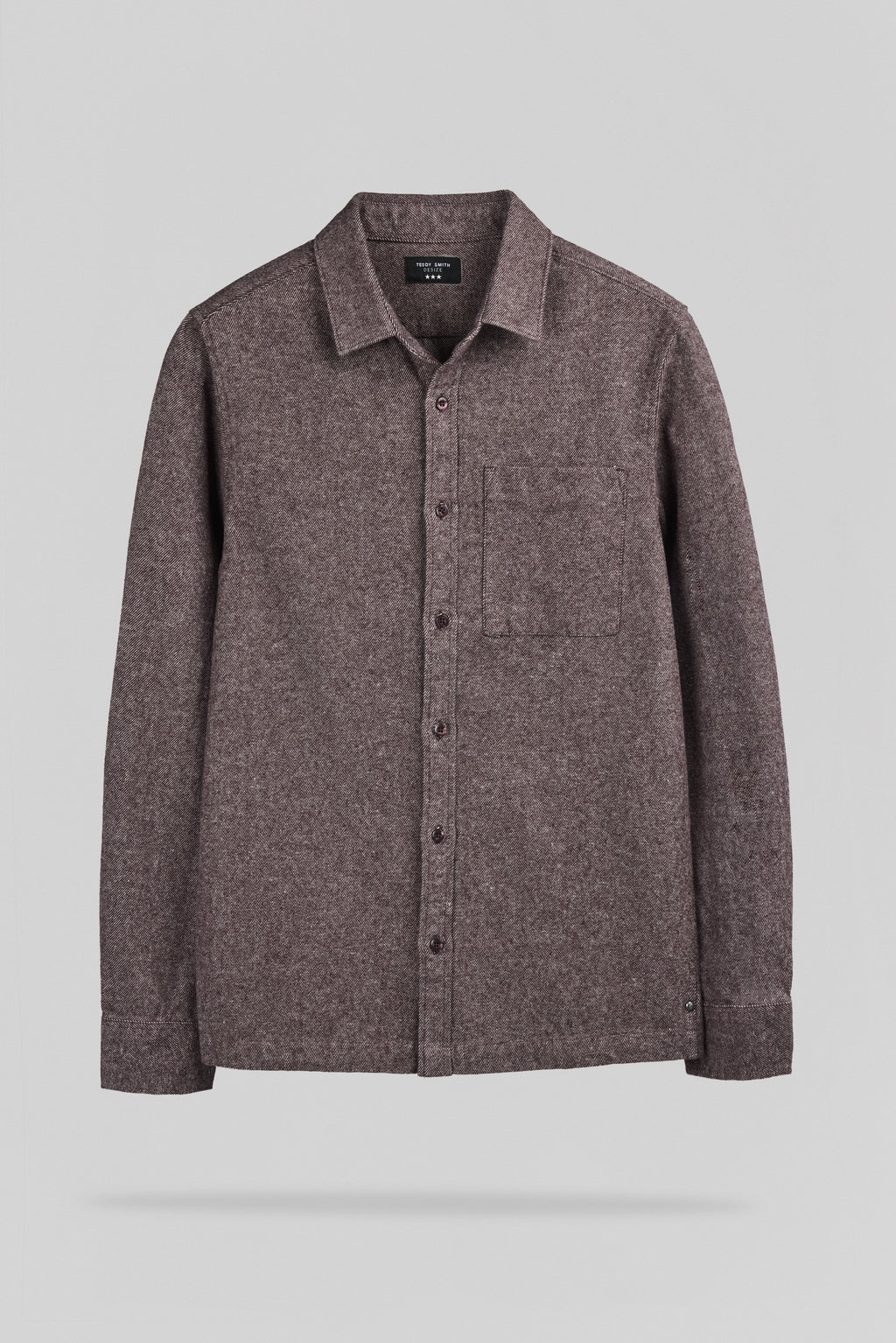 Chemise flanelle col classique C-SCOTT ML MARRON PRUNE - 1