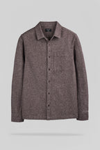 Chemise flanelle col classique C-SCOTT ML MARRON PRUNE - 1